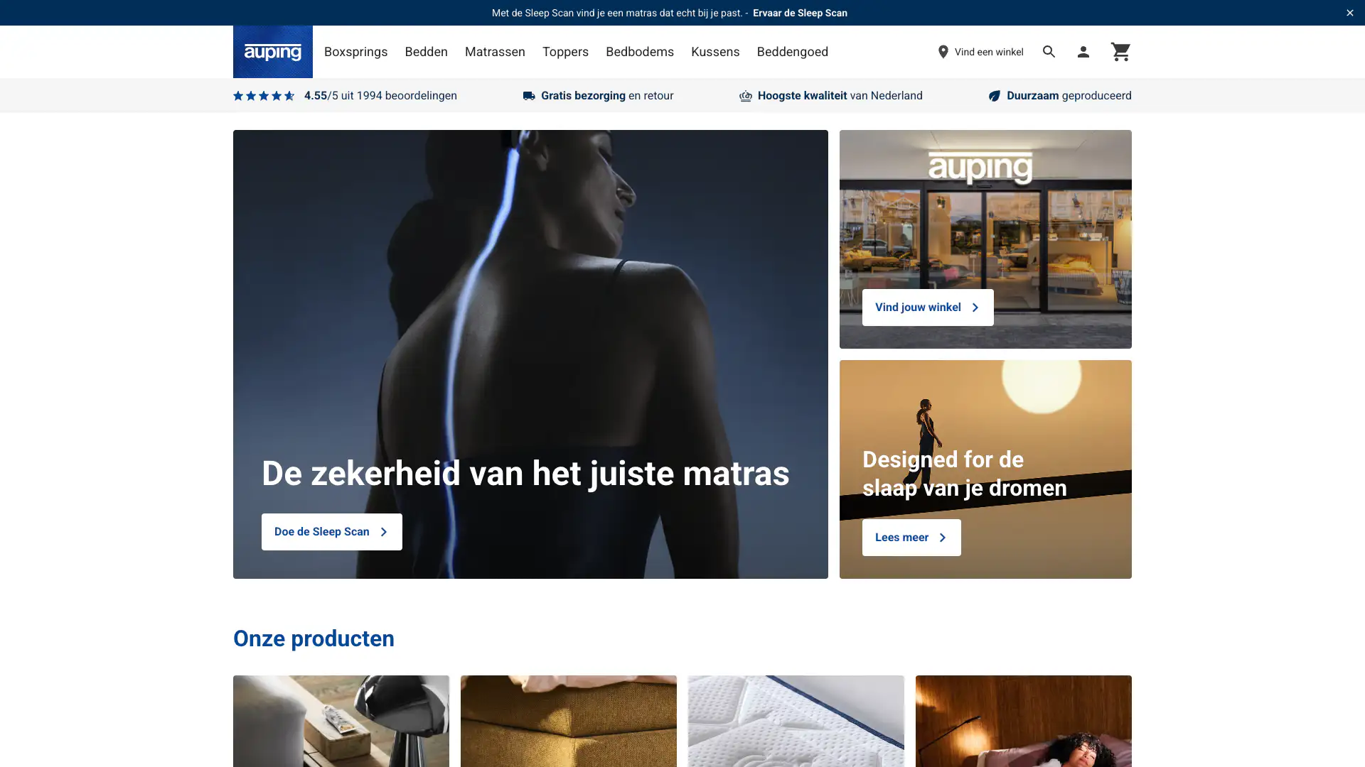 Auping storefront homepage