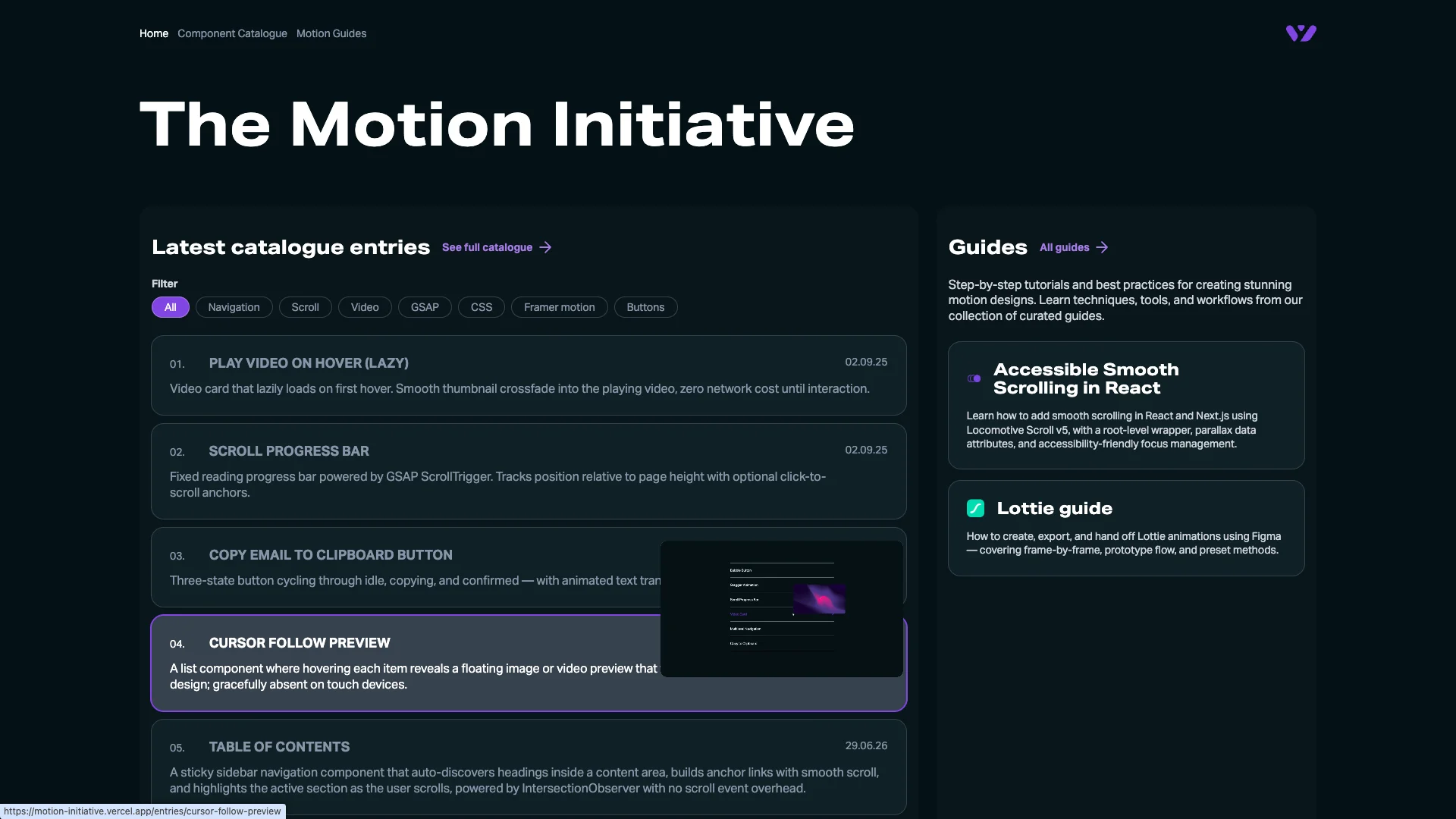 Motion Initiative homepage